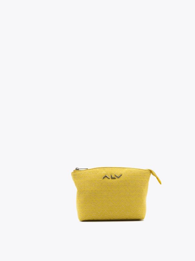 Chevron Pattern Textured Fabric Pouch Bag with Zipper for Daily Essentials ALV