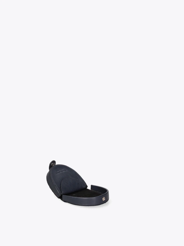 Grained Leather Curved Design Coin Wallet with Snap Closure Everyday Use