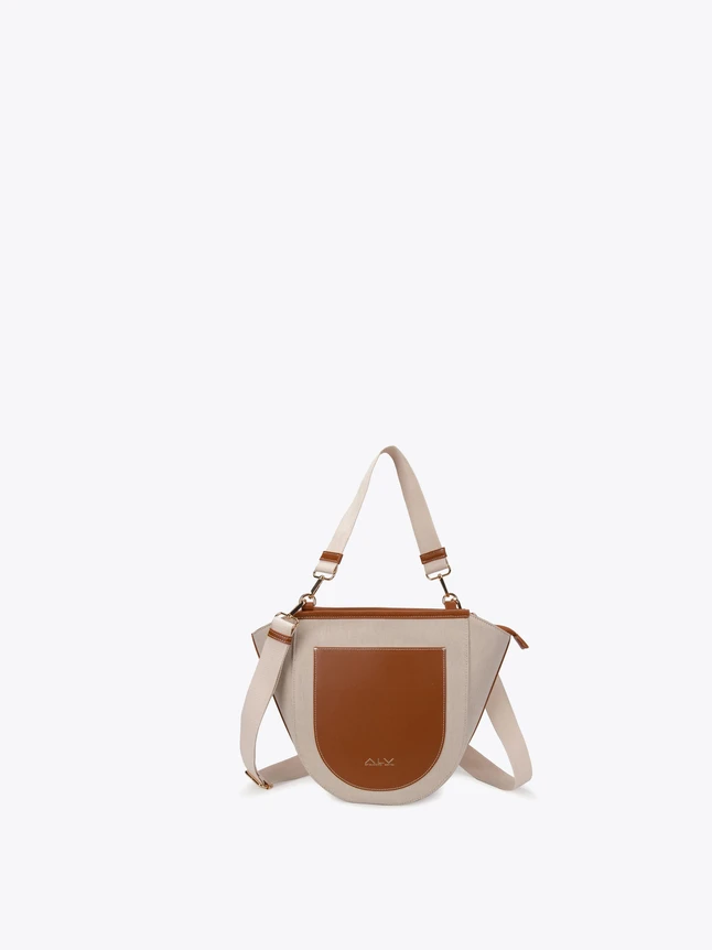 Casual Canvas And Leather Crossbody Bag for Daily Use with Front Pocket
