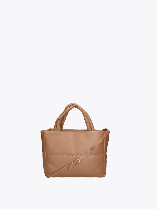 Quilted Leather Tote Bag with Detachable Shoulder Strap for Everyday Use