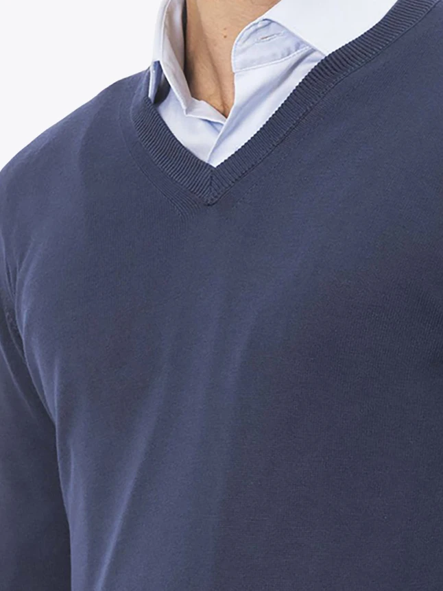 Classic V Neck Cotton Knit Sweater for Office Layering And Everyday Wear