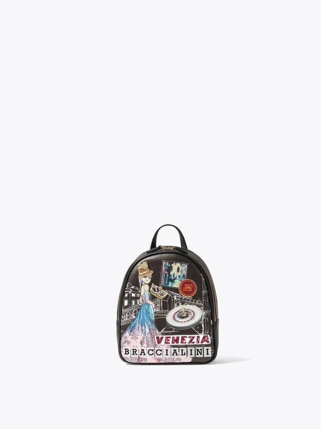 Artistic Print Faux Leather Mini Backpacks for School