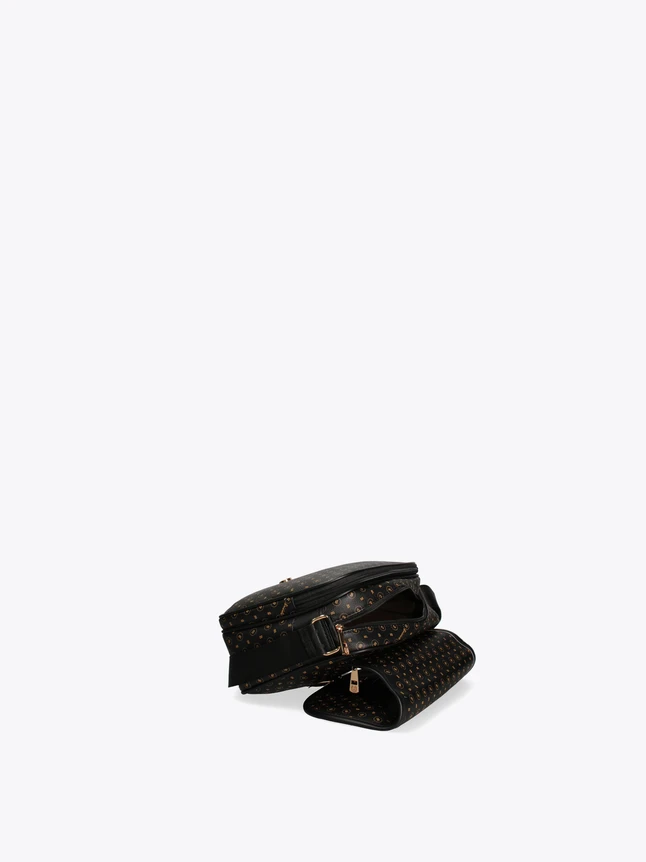 Signature Print Coated Canvas Crossbody Bag With Leather Trim For Chic Style