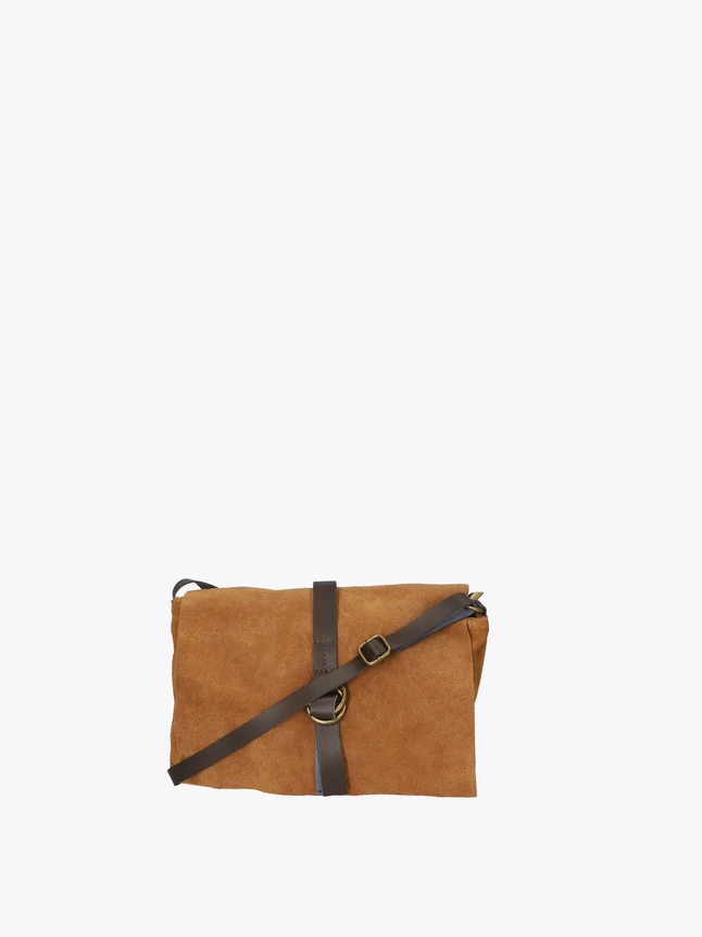 Suede Crossbody Messenger Bag with Adjustable Strap And Ring Detail Everyday Use