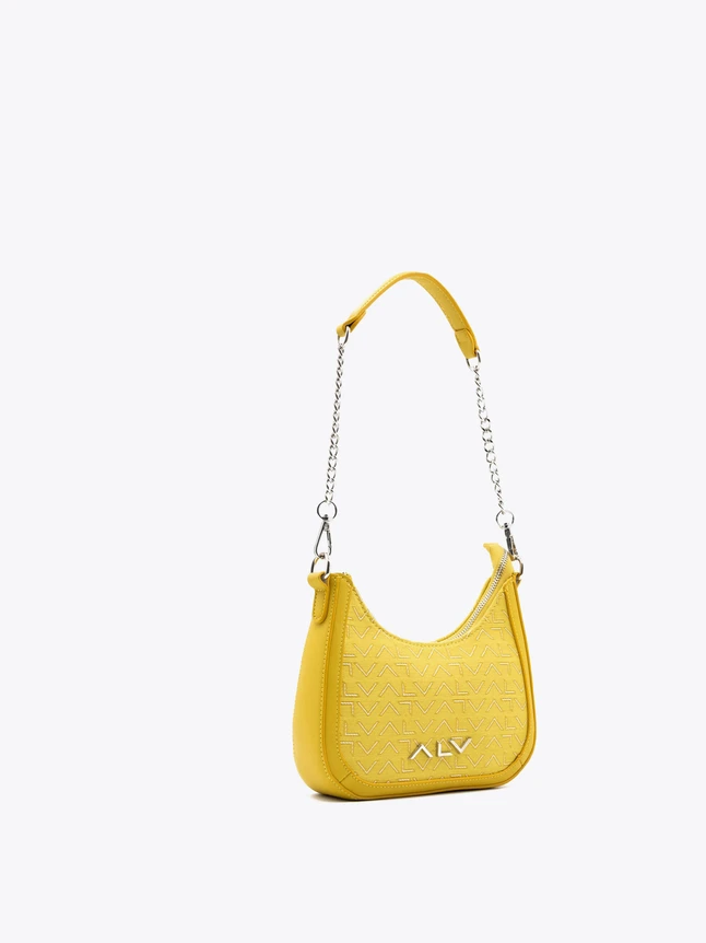 Leather Casual Shoulder Bag with Chain Strap Embossed Pattern for Everyday Use