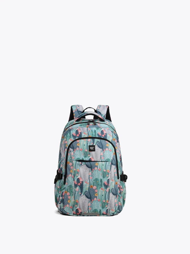Cactus Print Fabric Laptop Backpacks for School