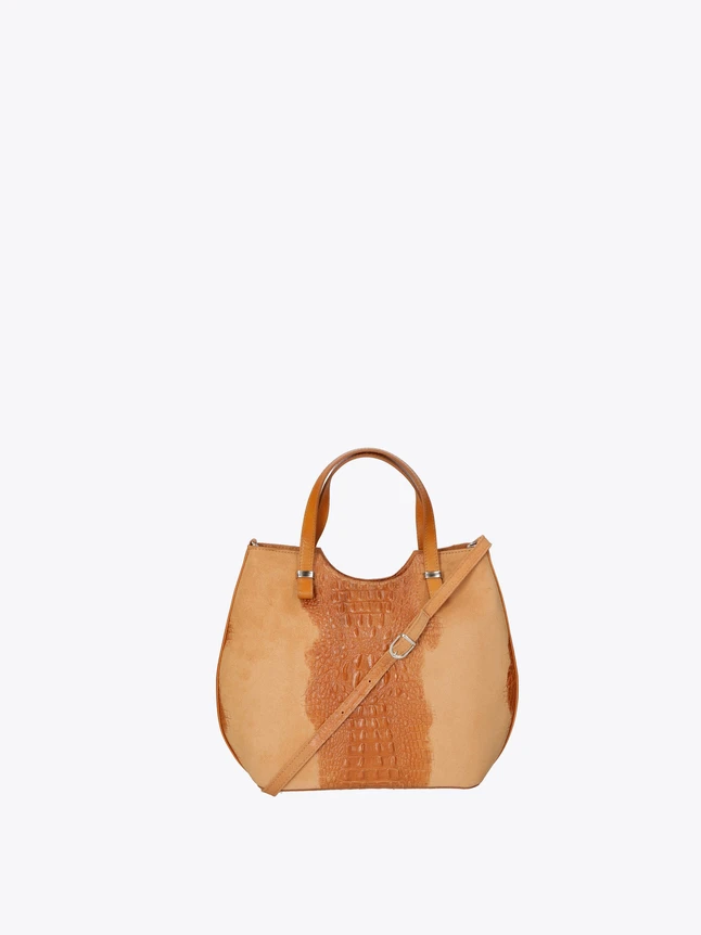 Leather Tote Bag with Crocodile Embossed and Shoulder Strap for Everyday Use