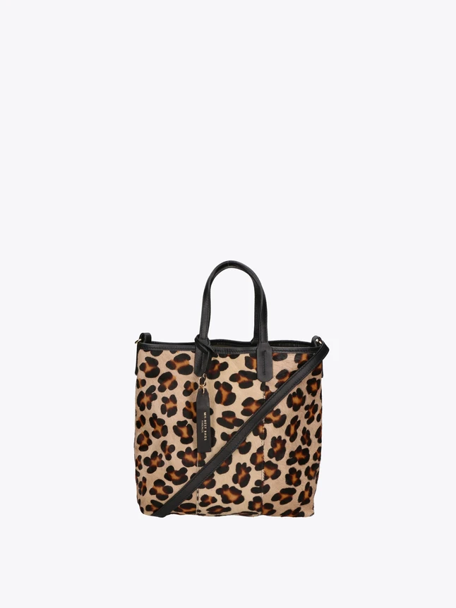 Animal Print Tote Bag with Crossbody Strap Faux Leather Everyday Use