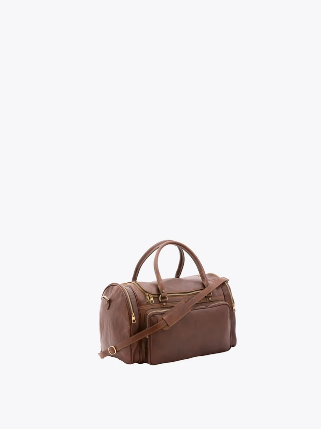 Vintage Leather Duffel Bag for Weekend Travel And Business Trips