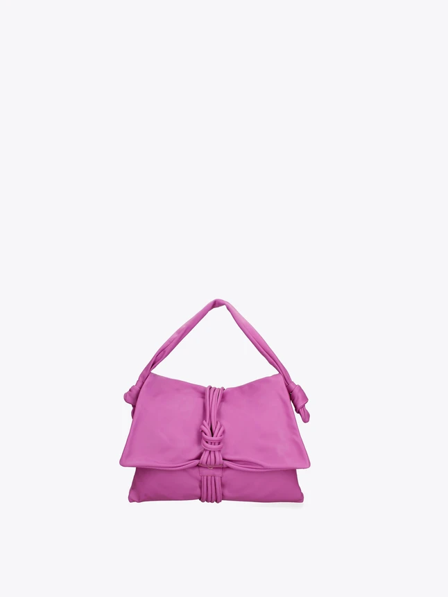 Minimalist Leather Shoulder Bag with Knotted Front for Everyday Use