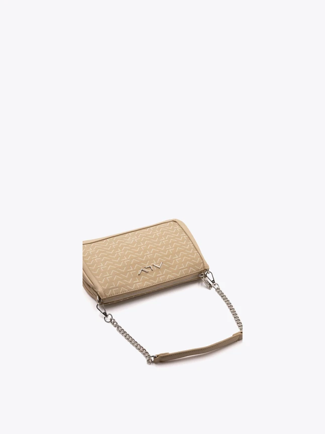 Contemporary Geometric Vegan Leather Crossbody Bag with Chain Strap