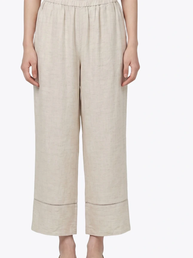 Women's Pants In Linen For Casual Outings - Minimalist Design