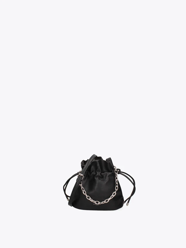 Bucket Bag Leather Drawstring Chain Crossbody Everyday Use