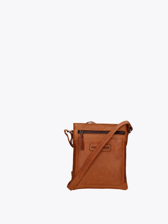 Classic Leather Crossbody Bag Front Zip Pocket for Everyday Use