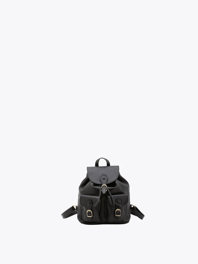 Leather Backpack Vintage Style Drawstring Flap Buckle Pockets for Everyday Use