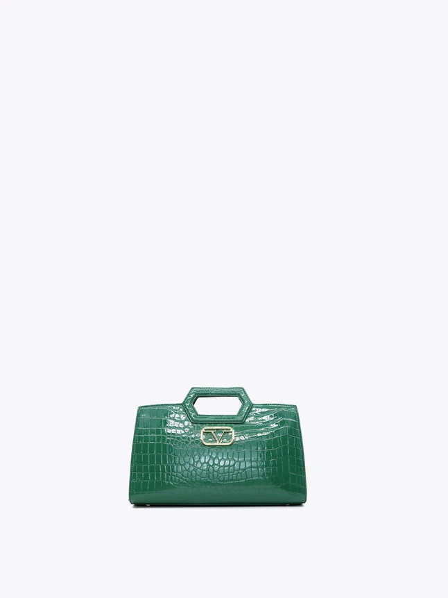 Crocodile Embossed Leather Top Handle Satchel for Everyday Use