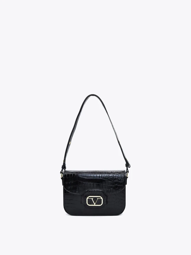 Elegant Crocodile Embossed Leather Crossbody Bag for Evening Out