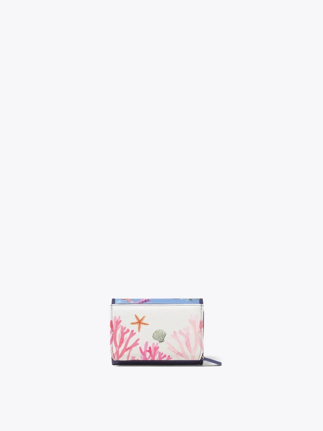 Coastal Chic Reef Print Leather Wallet for Cards and Coins