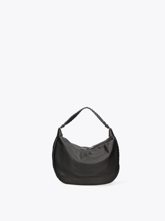 Supple Leather Hobo Shoulder Bag with Woven Strap for Casual Luxury Appeal