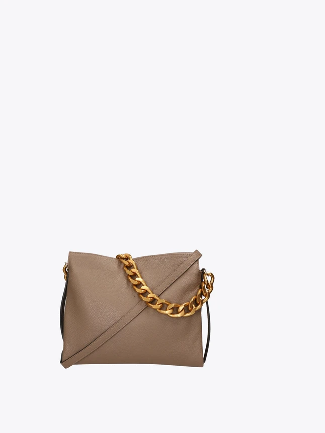 Leather Crossbody Bag With Chain Strap For Evening Out