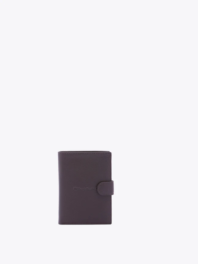 Minimalist Leather Wallet Card Holder for Everyday Use with Snap Closure