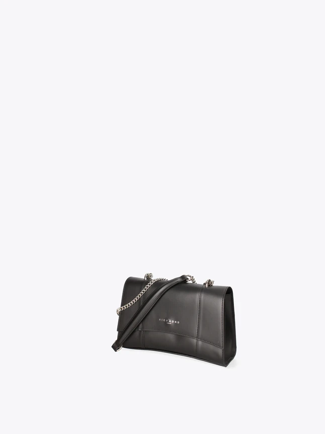 Chic Leather Flap Shoulder Bag with Panel Detail and Chain Strap for Everyday Elegance