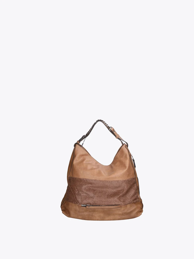 Hobo Style Leather And Suede Shoulder Bag with Chain Strap for Everyday Use