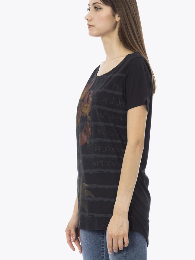 Casual Cotton T Shirt with Back Neck Logo And Side Detail for Everyday Wear