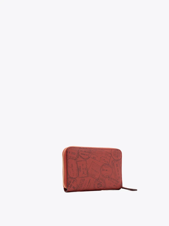 Leather Zip Wallet Wristlet Graphic Print Everyday Use