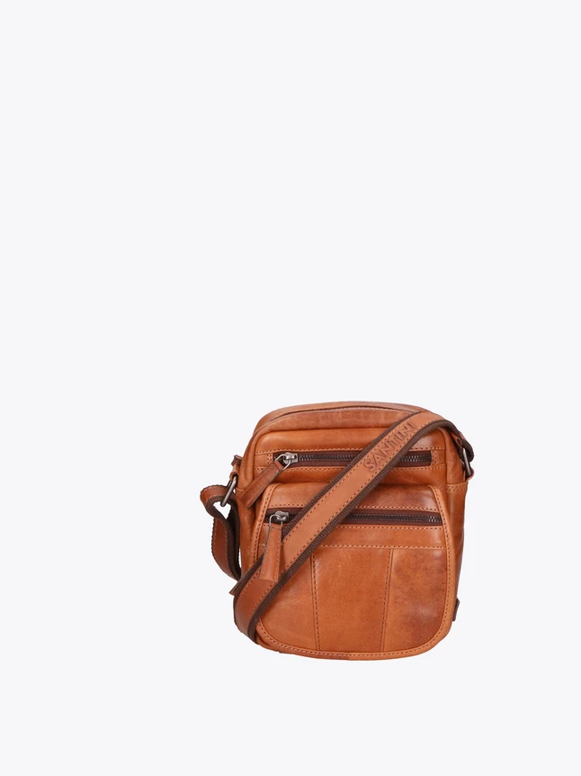 Leather Crossbody Bag with Multiple Zip Pockets for Everyday Use