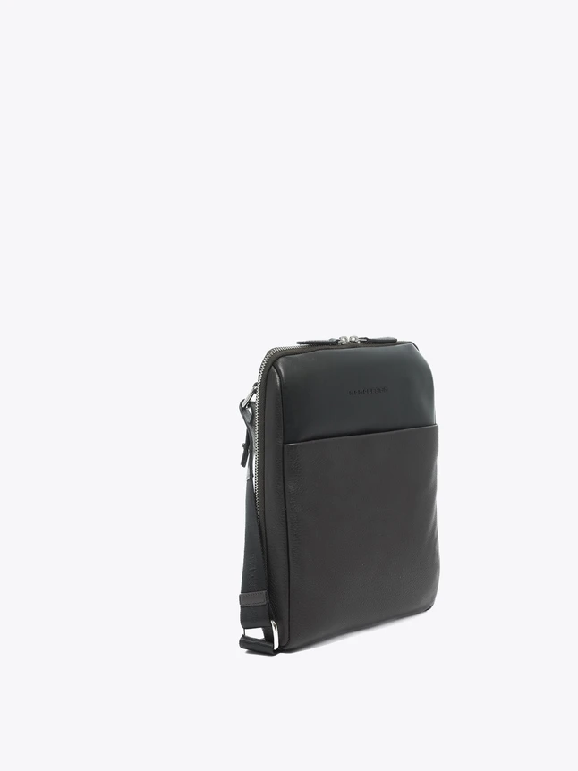 Sleek Dual Texture Leather Crossbody Bag For Contemporary Urban Lifestyles