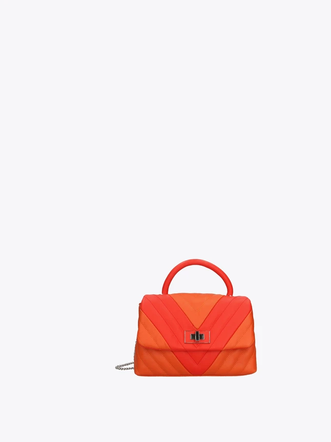 Chevron Quilted Leather Satchel for Evening Out