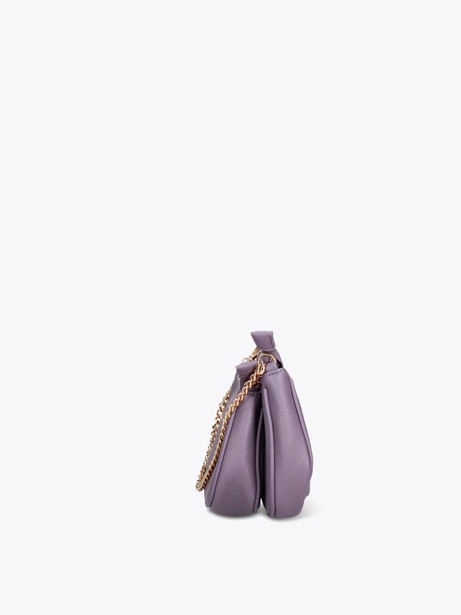 Chic Pebbled Leather Double Pouch Chain Crossbody Bag for Versatility