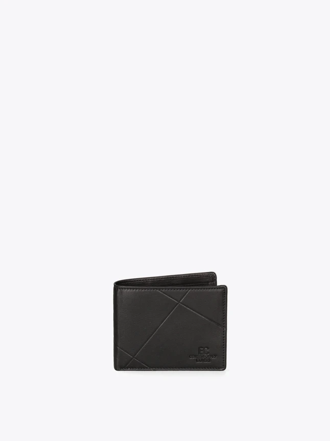Minimalist Leather Card Wallet with Geometric Stitch Pattern for Everyday Use
