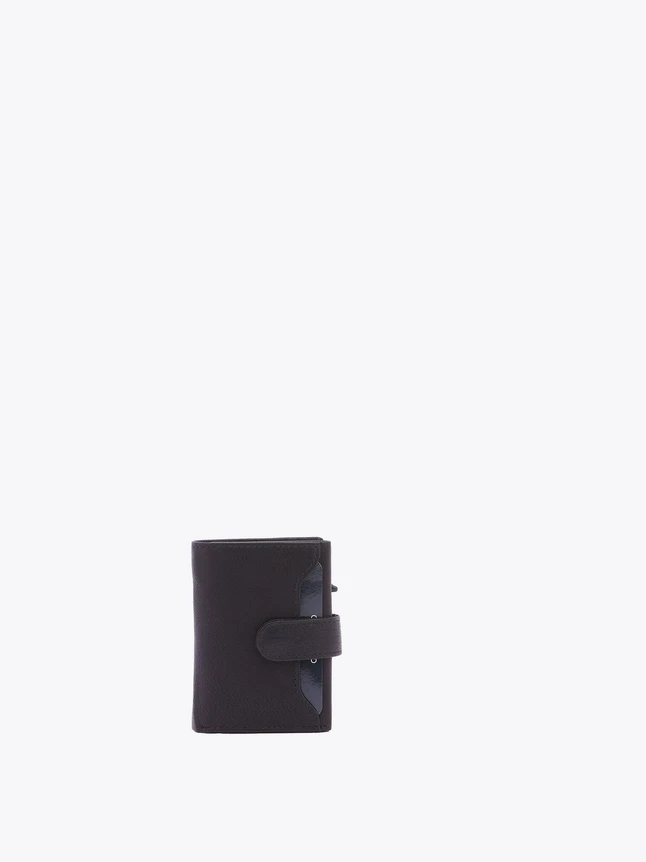 Minimalist Leather Card Wallet with Strap Closure for Daily Use