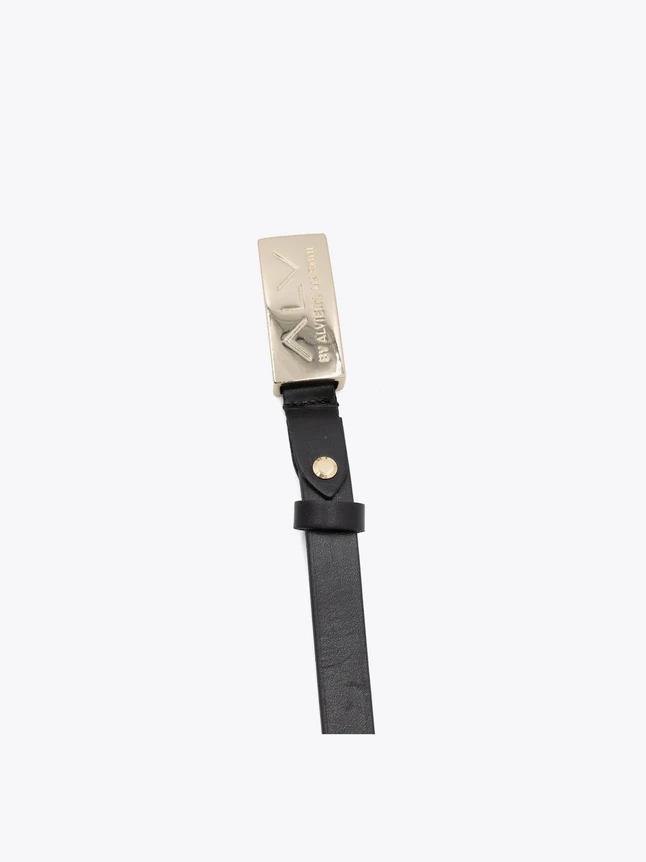 Sleek Leather Belt With Signature Logo Buckle Modern Waist Accessory