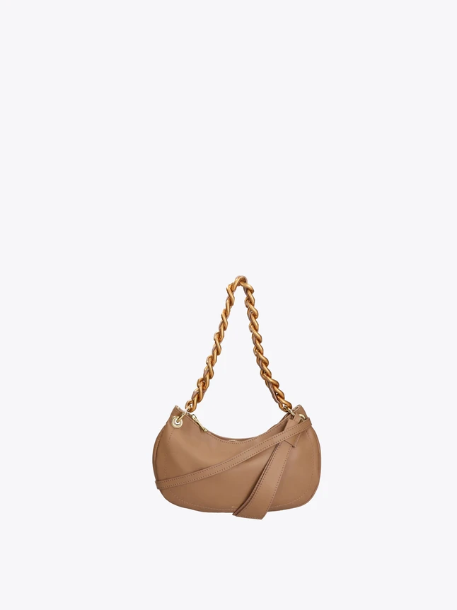 Leather Hobo Shoulder Bag with Chain Handle for Everyday Use