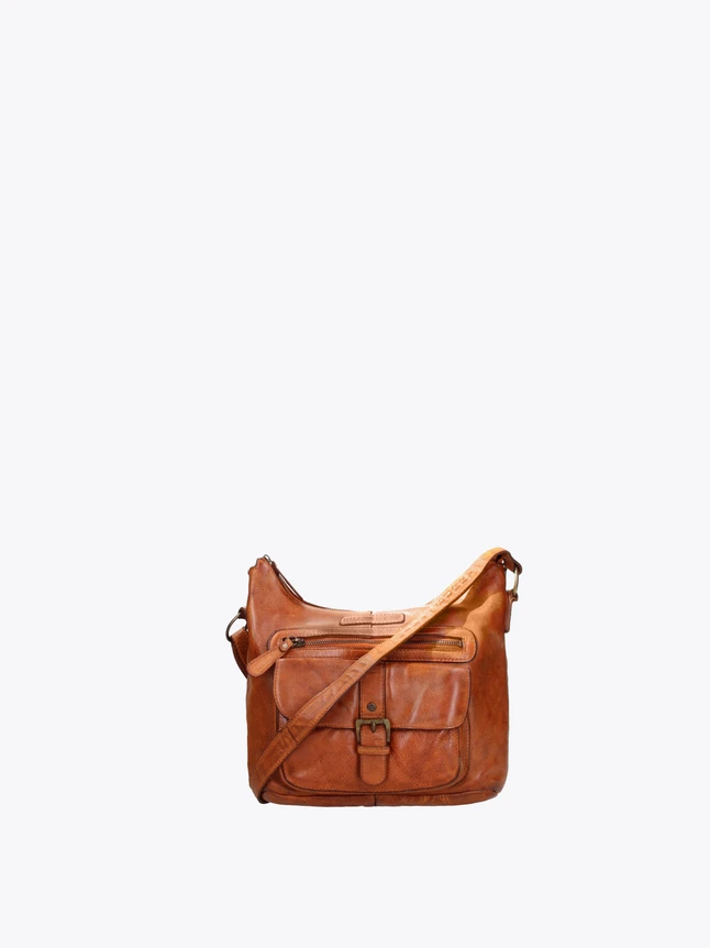 Leather Crossbody Bag for Everyday Use with Front Buckle Flap Pocket