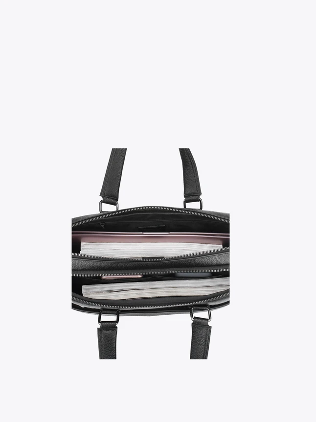 Sophisticated Leather Tote Bag With Multi Compartment Design For Professionals