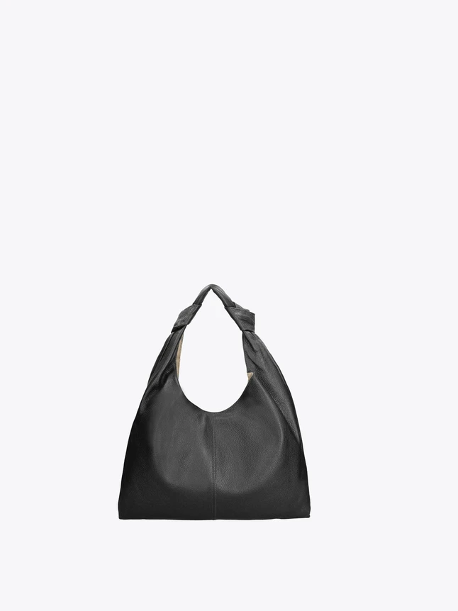 Chic Grained Leather Knot Handle Shoulder Bag Modern Everyday Essential