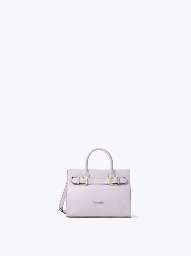 Top Handle Leather Handbag with Buckle Straps for Everyday Use