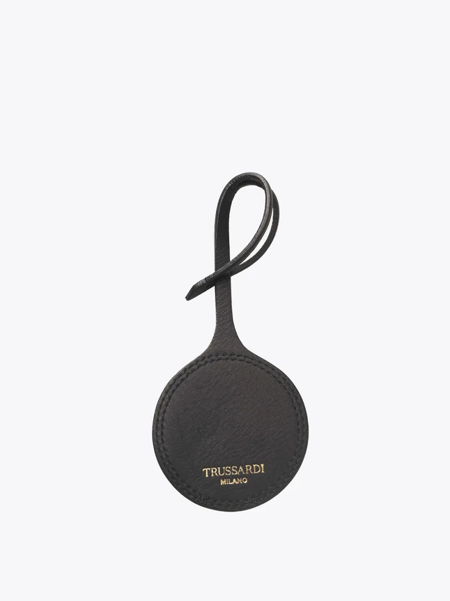Leather Round Bag Tag And Key Ring Charm for Travel And Everyday Use