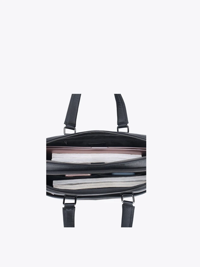 Sophisticated Leather Tote Bag With Multi Compartment Design For Professionals