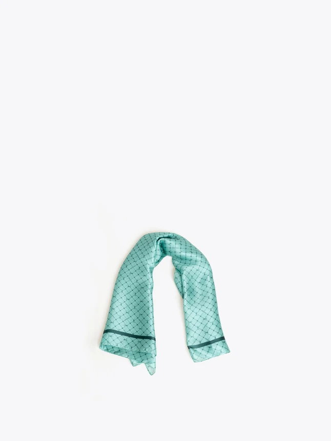 Silk Square Scarf Grid Pattern Accessory for Neck And Hair Or Bag