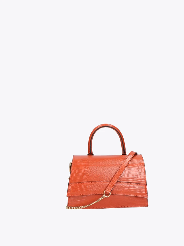 Leather Crocodile Texture Mini Satchel Top Handle with Chain Strap Evening Bag