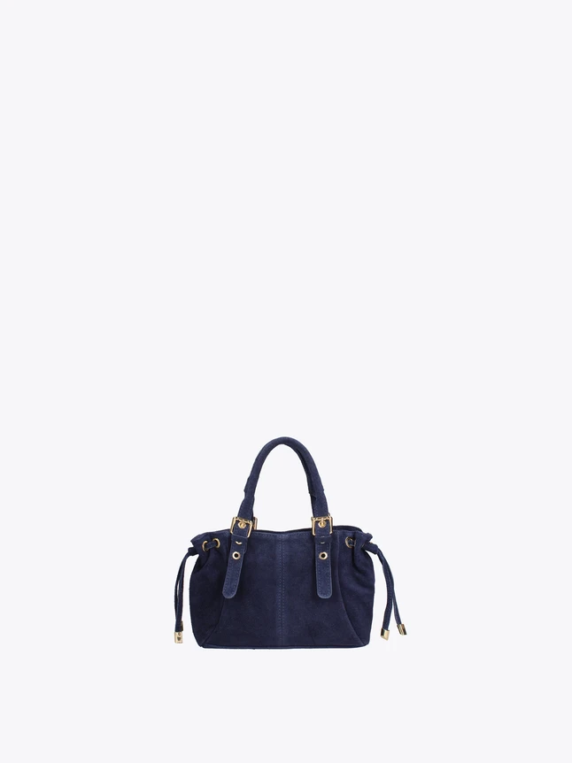 Luxury Suede Top Handle Shoulder Bag With Drawstring Accents