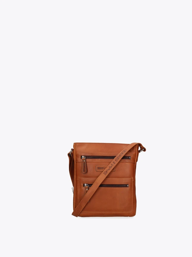Leather Crossbody Bag for Daily Use with Front Zipper Pockets