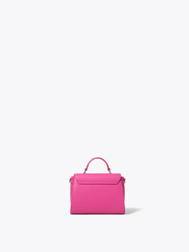 Chic Leather Top Handle And Crossbody Handbag With Woven Flap