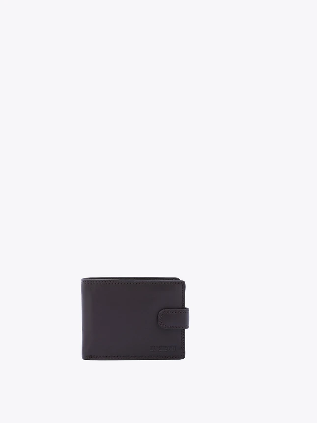 Leather Compact Wallet Card Holder with Strap Closure for Everyday Essentials
