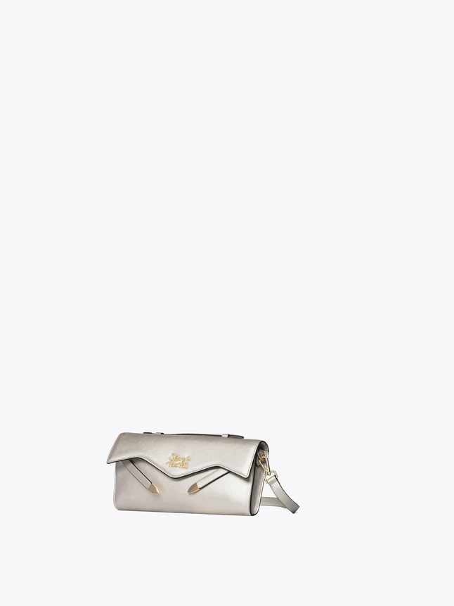 Elegant Faux Leather V Flap Clutch Crossbody Bag With Gleaming Hardware